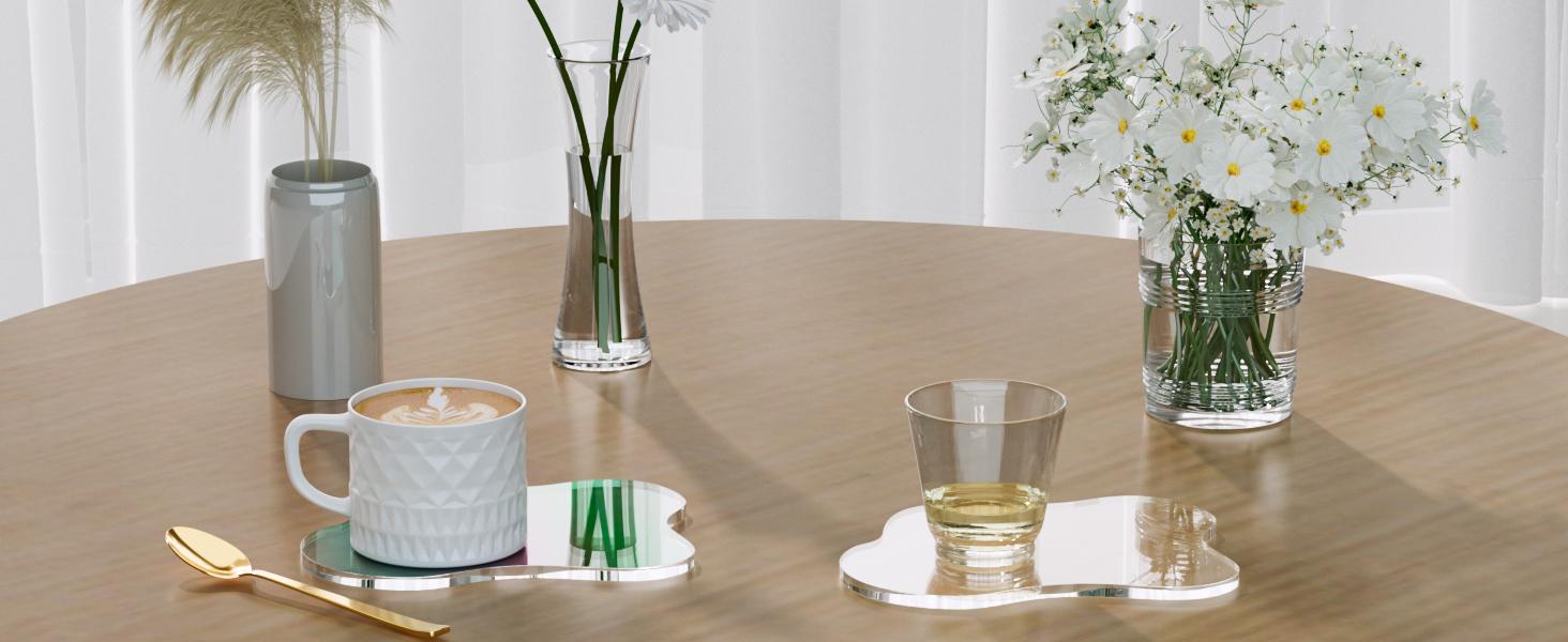 Acrylic coaster decorative plate, irregular bar counter coaster, transparent cloud shaped coffee cup coaster, very suitable for desktop protection and accessory display.(Clear)