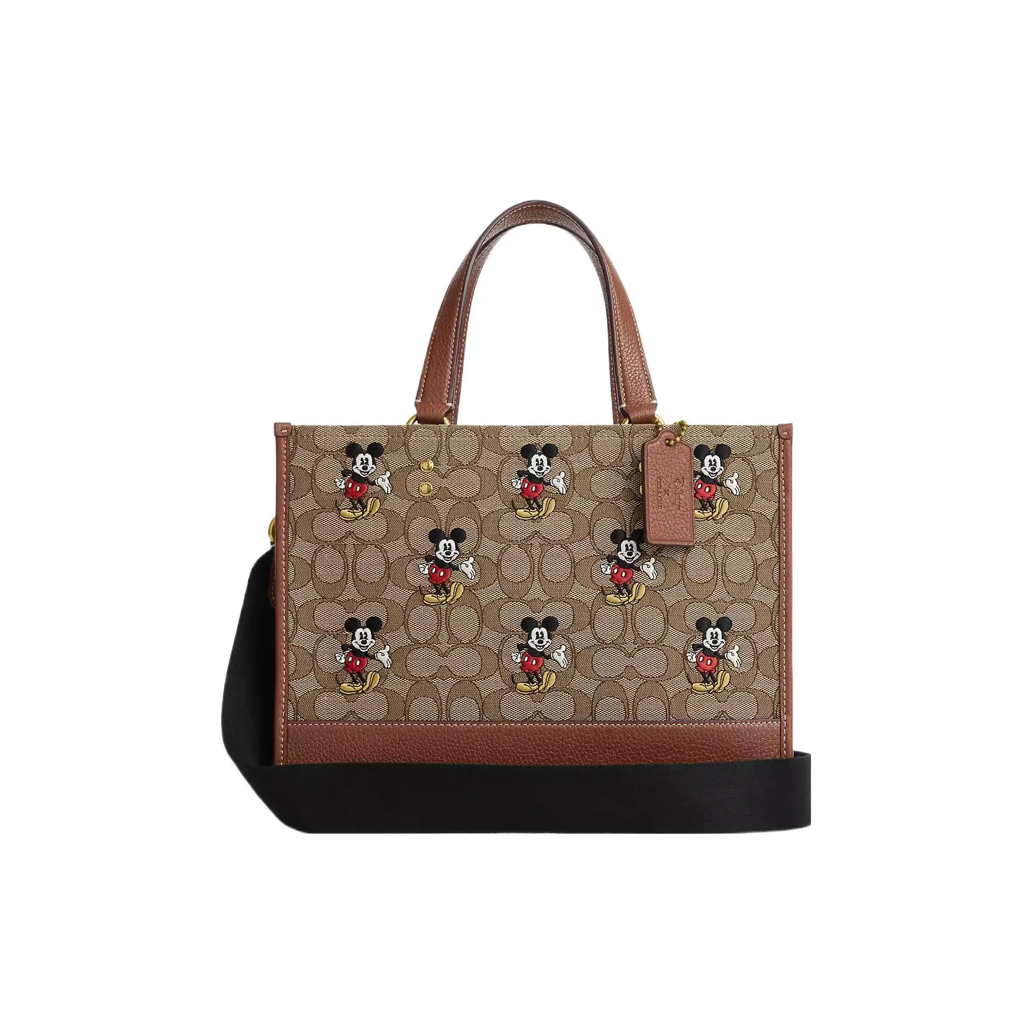 Coach x Disney Dempsey 29 Tote Bag for Women – Classic Monogram Jacquard and Leather in Tan, Redwood, and Brass