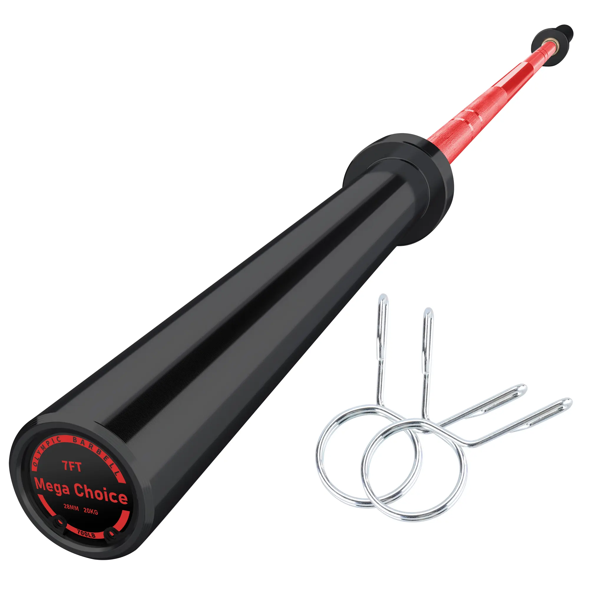 Gaomon 7FT Olympic Barbell, 1500LB Capacity Weightlifting Bar with Copper Sleeves, Precision Knurling, 2 Inch Standard Bar for Home Gym Powerlifting, Black Red Finish