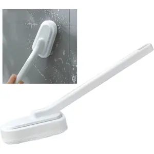 Extended Handle Sponge  with Integrated Scouring Pads:  Kitchen, Bathroom & Shower Cleaning Tool for Effortless Wash & Scrubbing (Long Handle Brush Sponge)