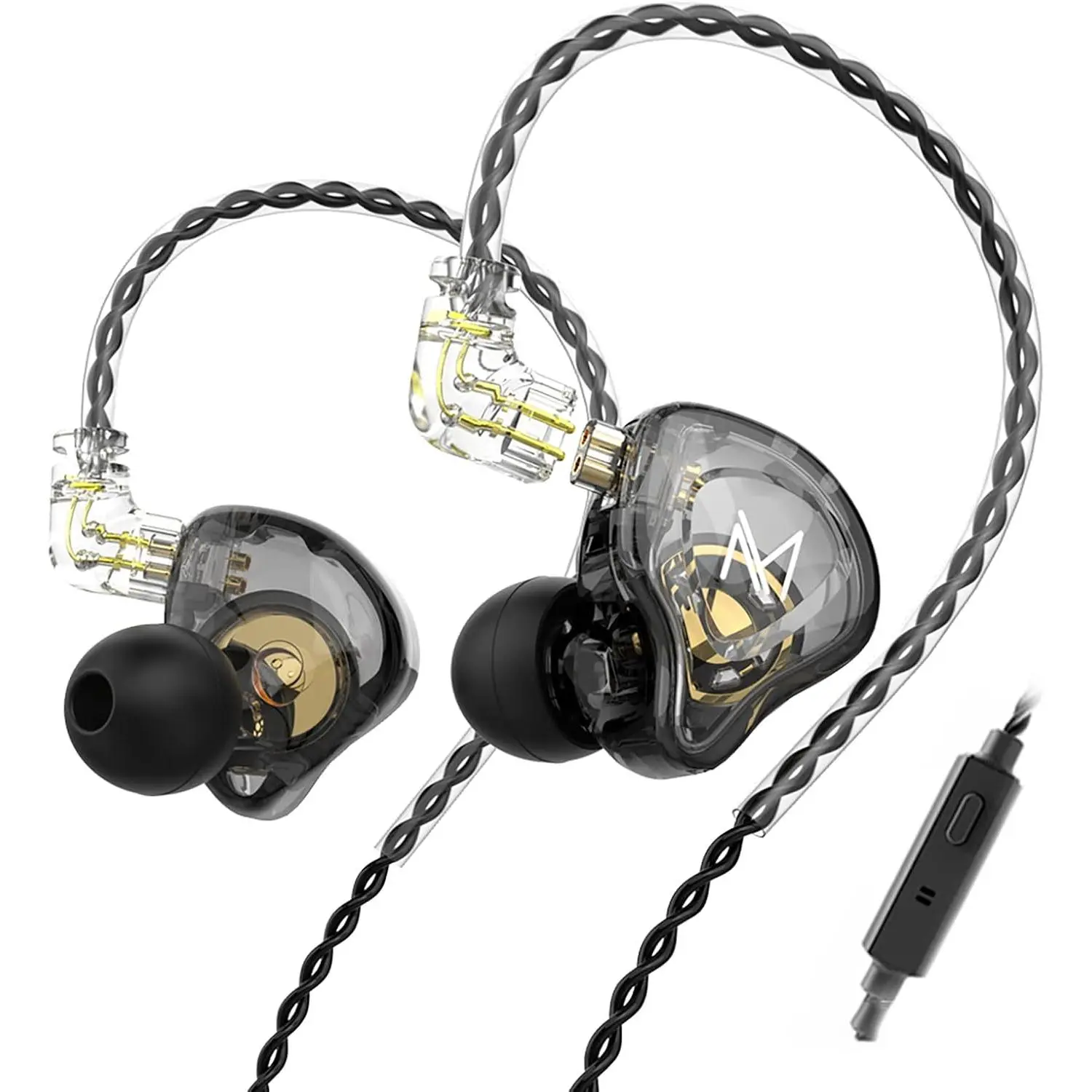 TRN MT1 In-Ear  Earbuds with 10mm Composite  Dynamic Driver, Detachable C Pin 0.75MM  (with mic, Black)