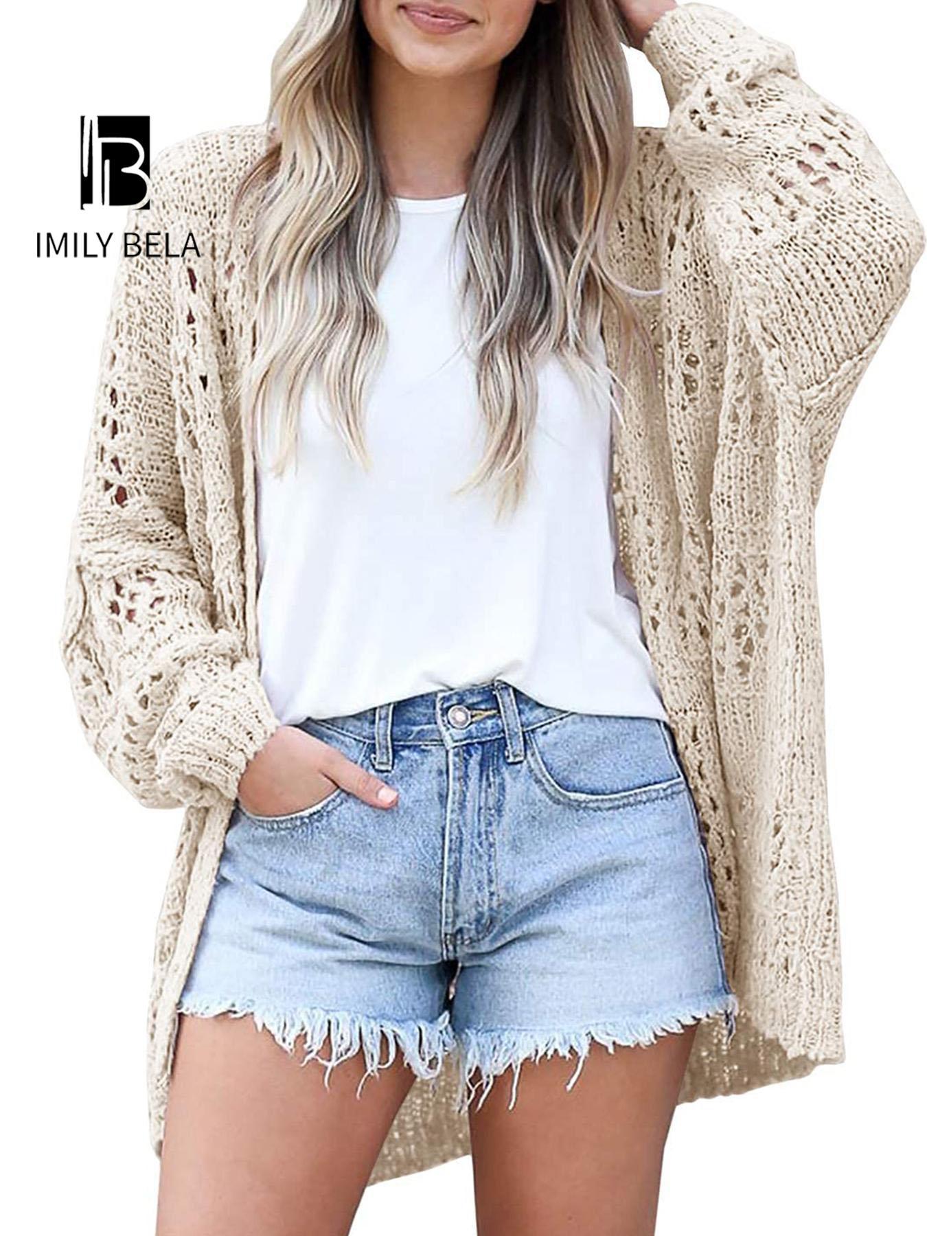 Women's Hollow Out Open Front Cardigan Sweater, Casual Loose Long Sleeve Knit Cardigans Knitwear for Daily Wear, Autumn Fashion Outerwear, Ladies Clothes