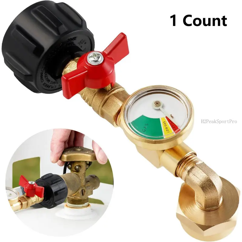 Propane Refill Adapter with Valve and Gauge, Gas Cylinder Filling Connector with Glow in the Dark Meter, Ball Valve Gas Tank Gas Connector, for Outdoor, Men Gifts, Tools & Hardware, Heavy Duty, Mini GadgetsH2PeakSportPro