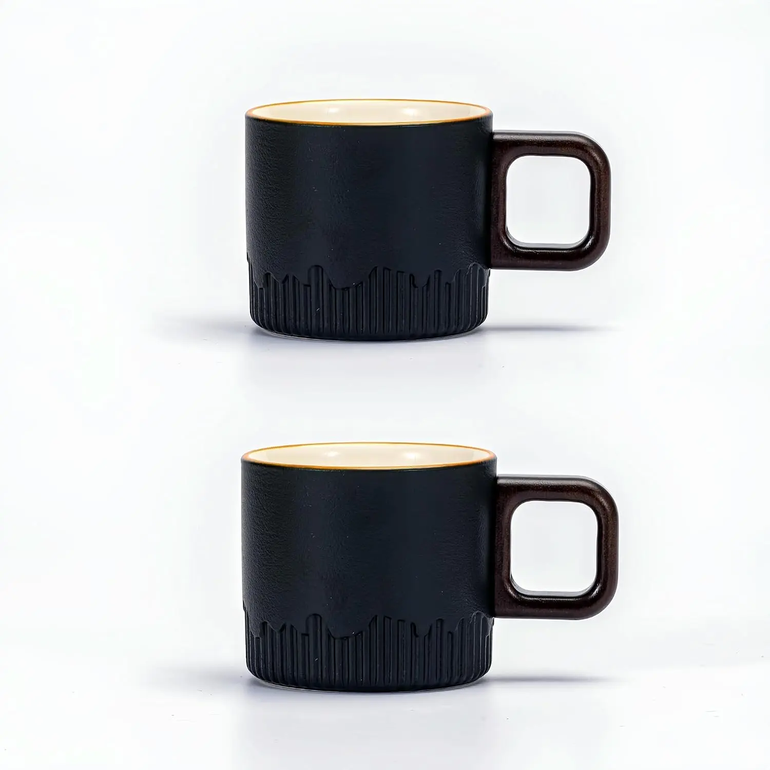 Espresso Cups Set of 2, 2 oz Ceramic Espresso Cups, Demitasse Cups for  or Coffee (Black)