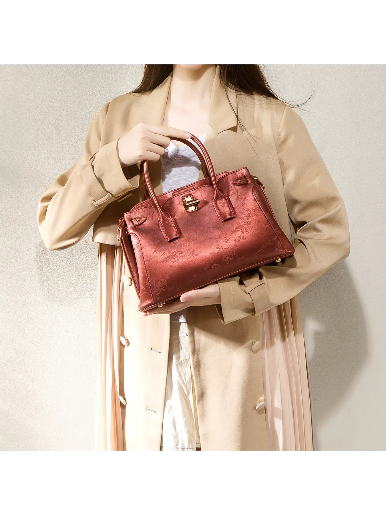 New Chinese-style national-style handbag, elegant red crossbody bag, shoulder bag, Fashion Leather Bag