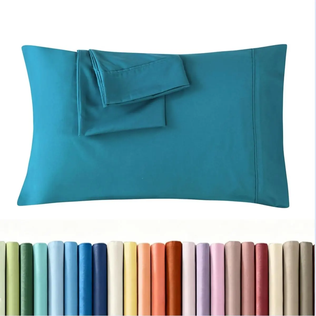 Pillowcases  Teal Set of 2 Envelope Closure End Easy Fit for   Soft and Breathable Material Machine Washable
