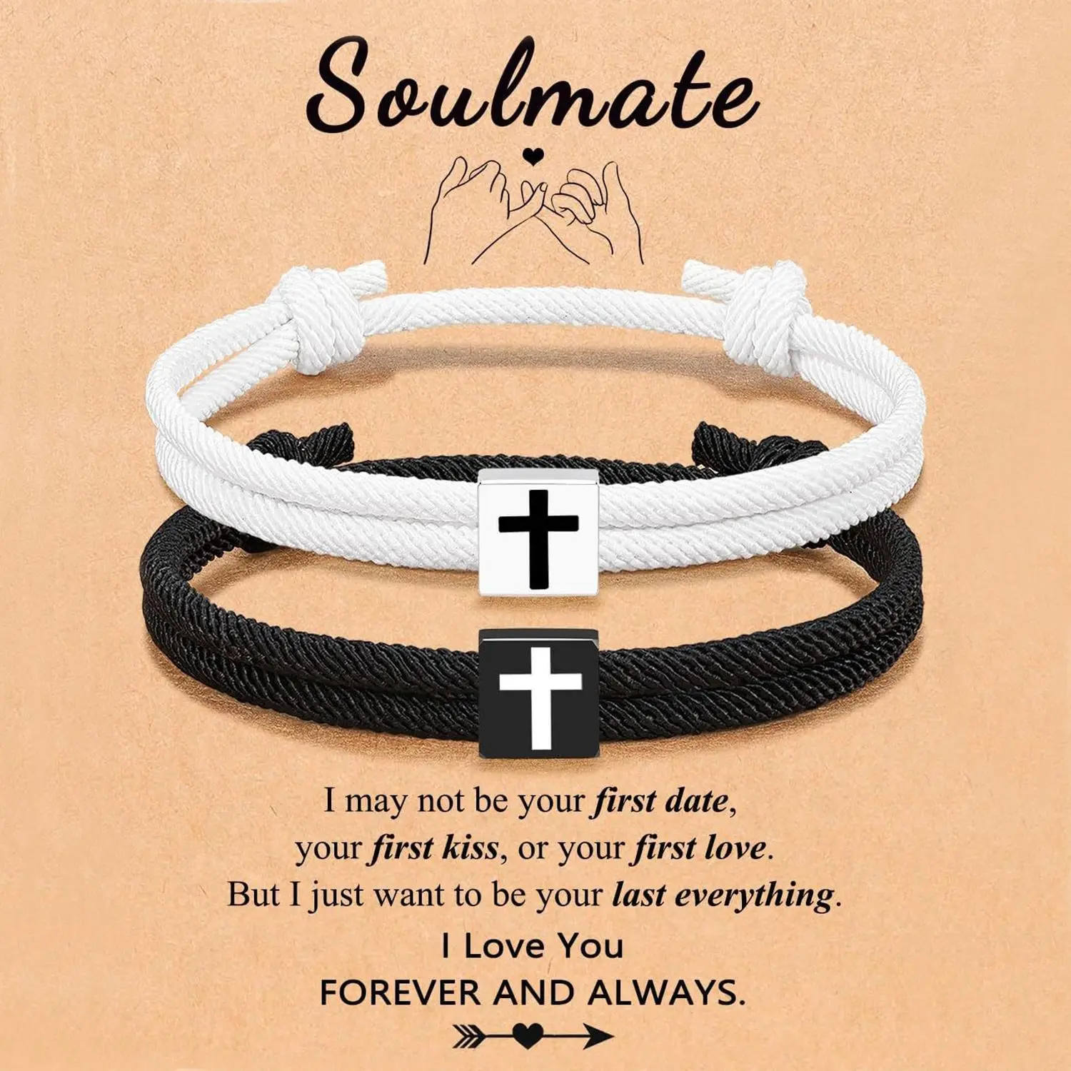 2Pcs Adjustable Braided Cross Bracelets, Christian Rope Bracelet Set, Trendy Matching Faith Jewelry Gift for Baptism Birthday,back to school,back to school haul