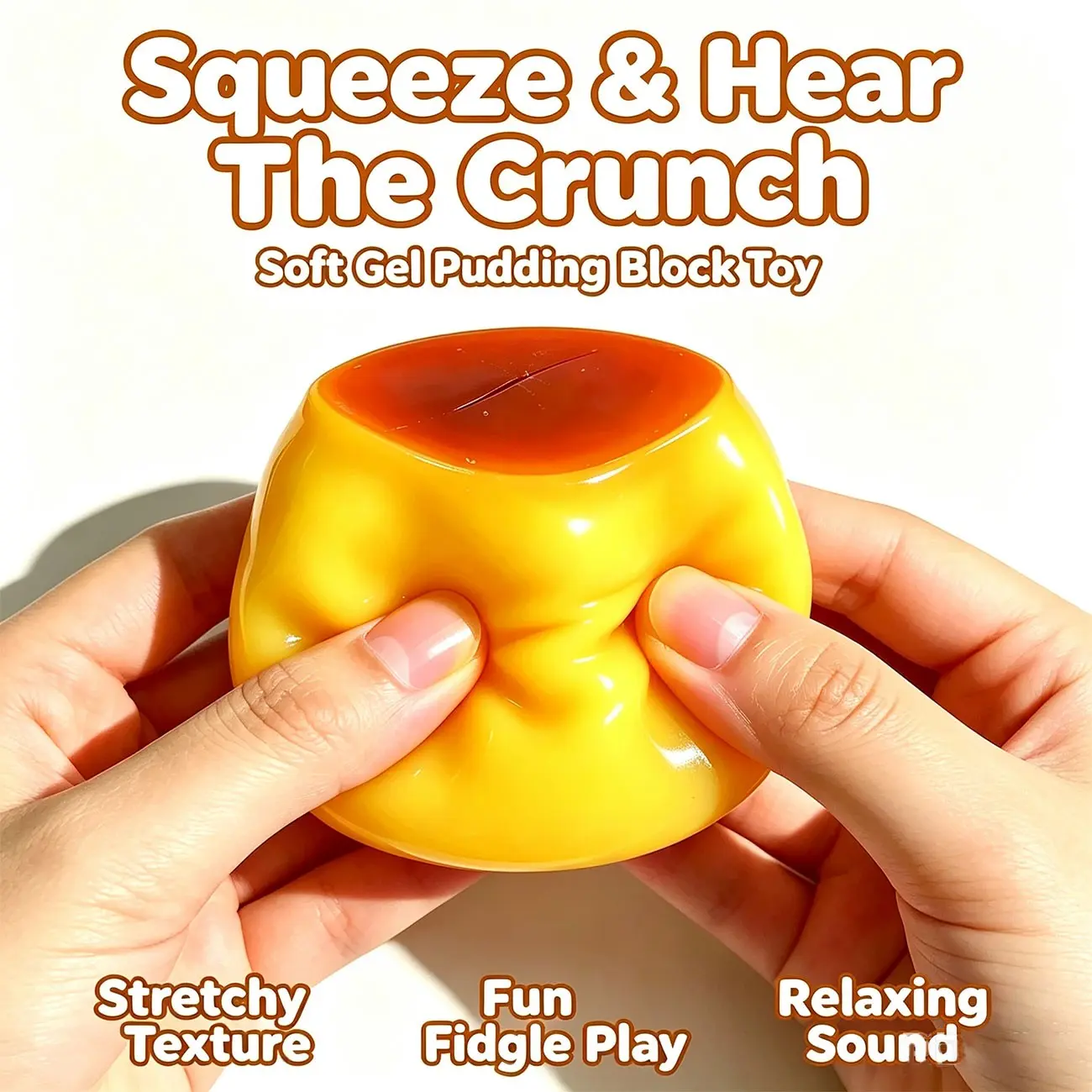 Crunchy Sound Pudding Block Squishy Toy, Soft Gel Sticky Block Fidget Toy, Stress Relief Sensory Squeeze Toy for Kids and Adults, Sensory Squishies
