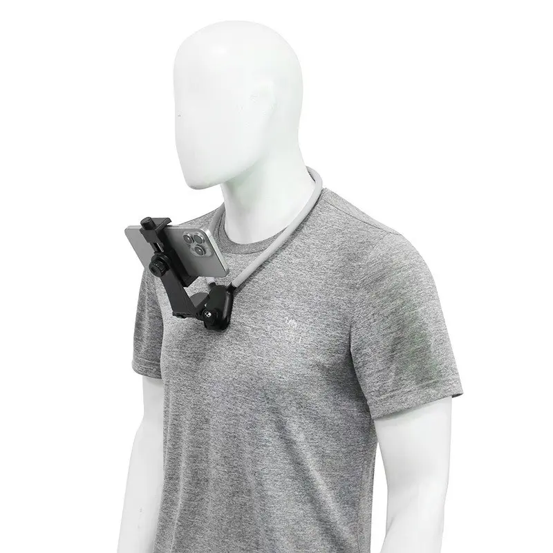 Detachable Split Silicone Neck Mount Strap, 360° Rotatable Gopro Base, Compatible with Smartphones, Gopro Hero, Dji Insta360, Hands-Free Pov Holder