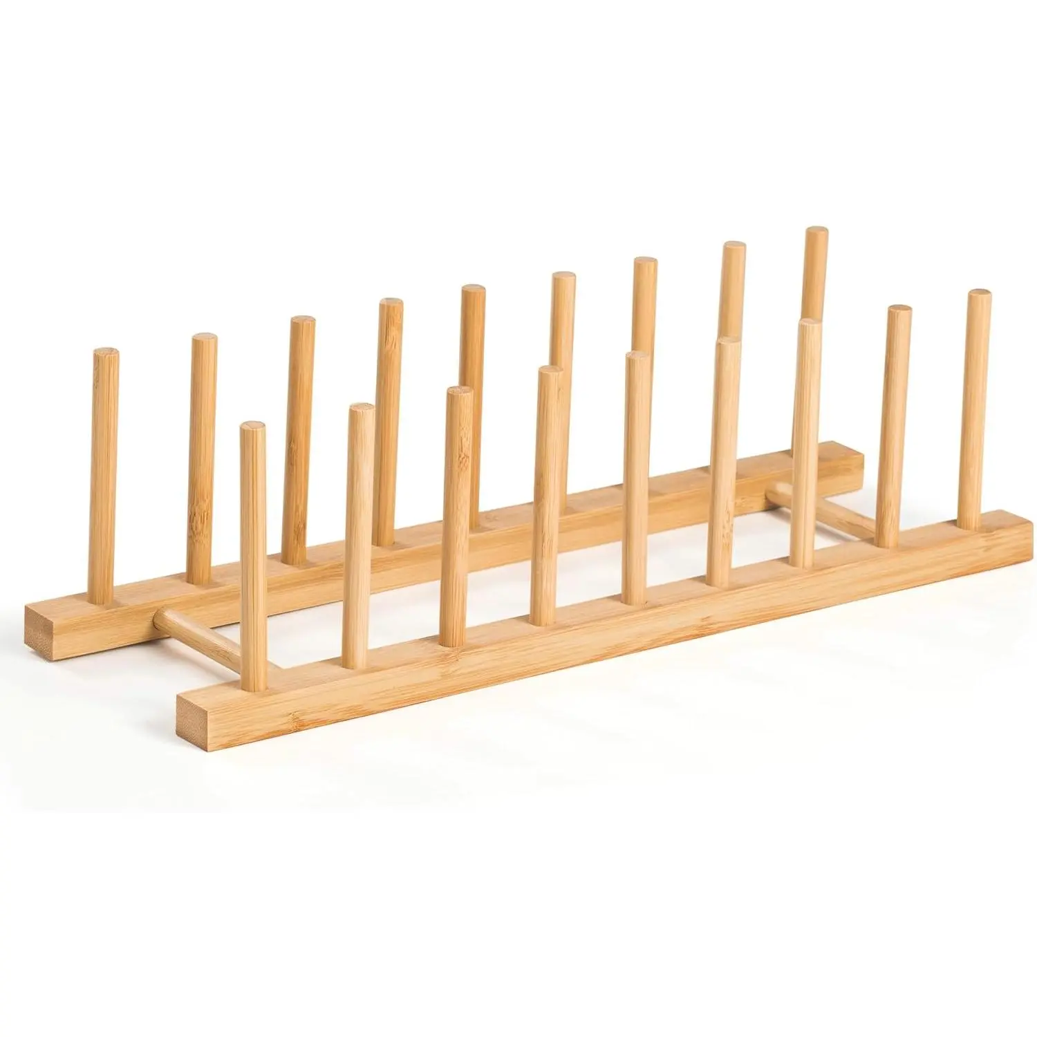 Dish Racks 8 Slots,Wooden Plate Organizer for Cabinet Space Saver, Dish, Pots, , Bowls, Cups, Boards and Books Storage (Box Included)