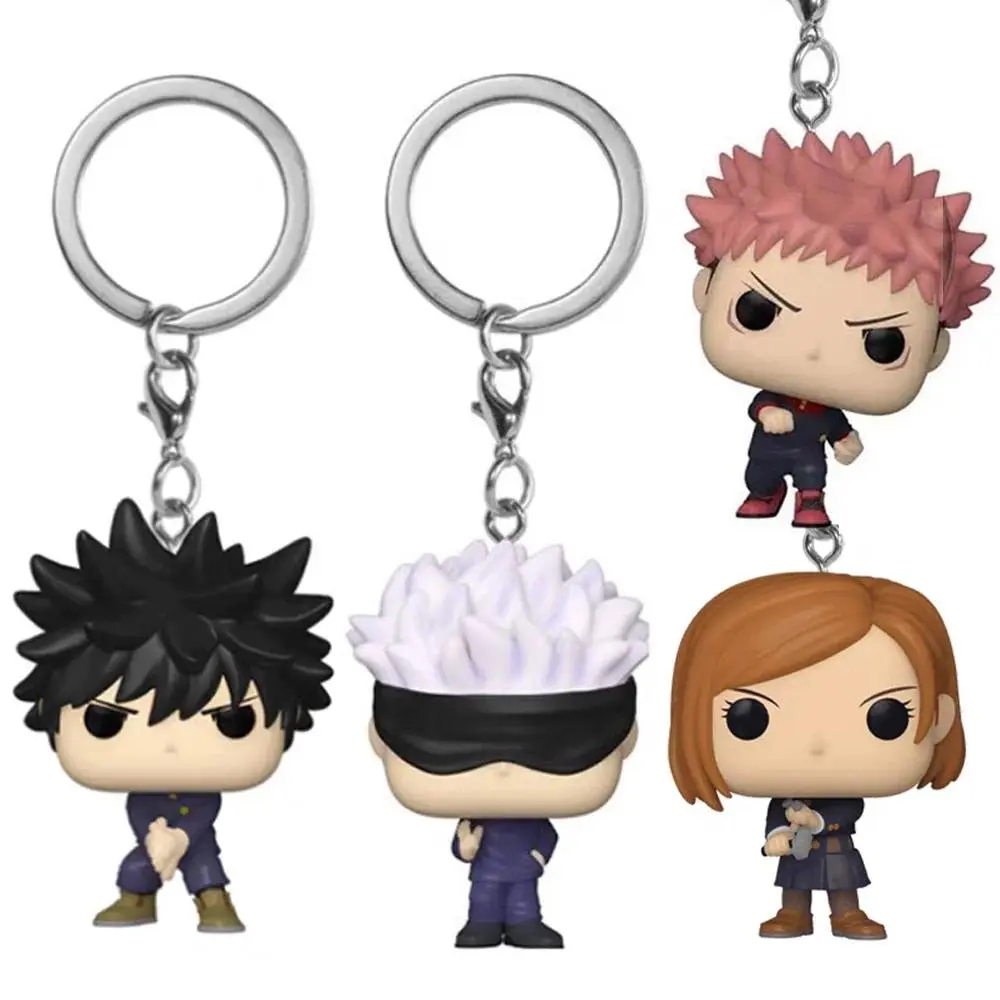 Anime & Manga Keychain Figures Set, Plastic Jujutsu Kaisen Collectibles of Megumi, Yuji, Nobara & Satoru, Unisex Pocket Keychain Gifts, Jujutsu Kaisen Megumi, Keychain Set, 4-Pcs