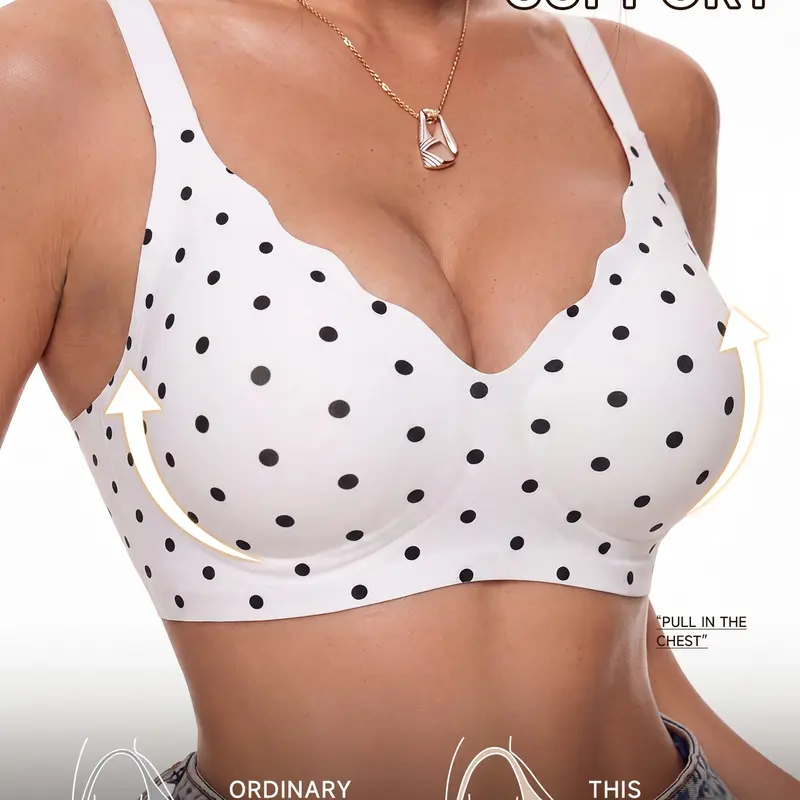 Jelly Wireless Push-Up Bra, Micro V Wave Edge Design, Seamless Breathable Comfort, Medium Support, All Seasons, Fitted Casual Style #GLOBAL PICKS