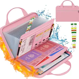 File Folder, Large-Capacity A4 Fireproof File Folder with Handle, Foldable Expandable File Organizer, Portable Removable Folder, Waterproof & Fireproof Large-Capacity Foldable Accordion File Bag, Document Storage Bag