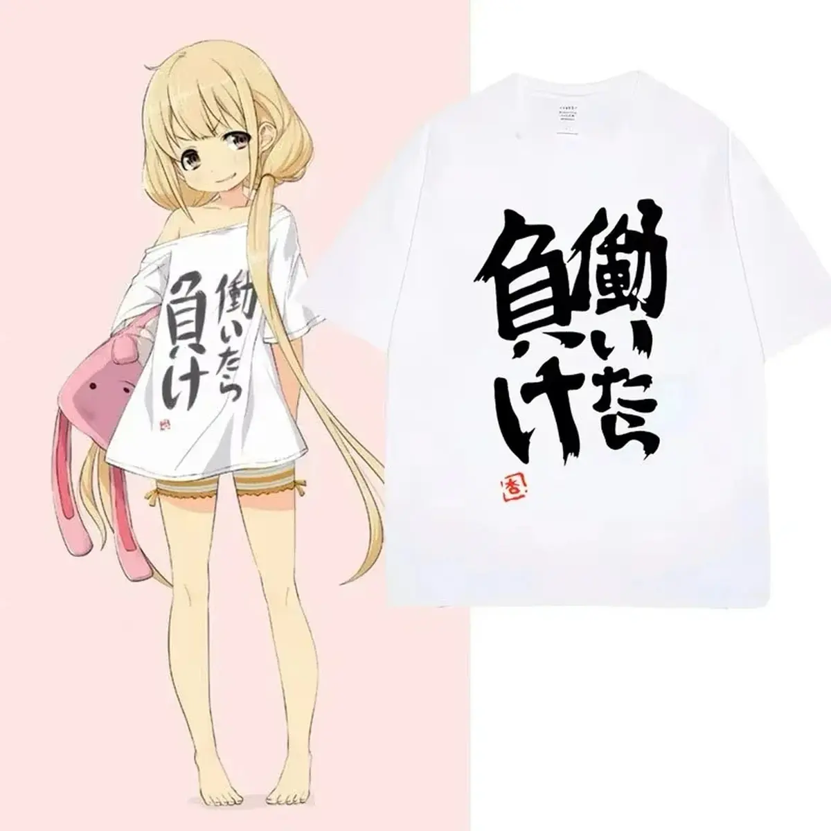 Anime Futaba Anzu Graphic T-Shirt, Chinese Letter Cosplay Style Women Summer Fashion Streetwear Casual Short Sleeve Tops Tees