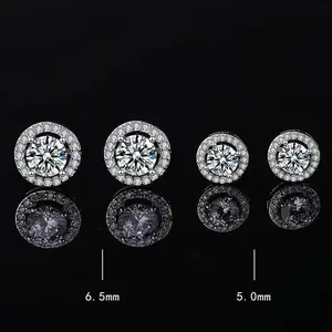 925 Sterling Silver Stud Earrings for Men and Women, 1 Carat D Color VVS Moissanite, Four-Prong Round Setting