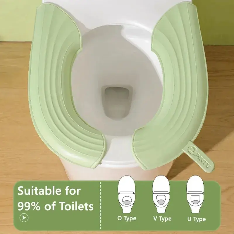 Set Waterproof Toilet Seat Cover, Washable Universal Soft Toilet Seat Cushion, Solid Color Bathroom Accessories