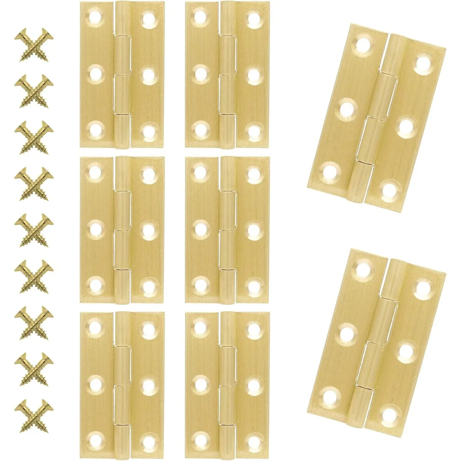 8 count 1.5 Inch Brass Hinges,  Mini  Hinges | Cabinet Door Hinge, Box Hinge for , Wooden Box, Small Cupboard Furniture