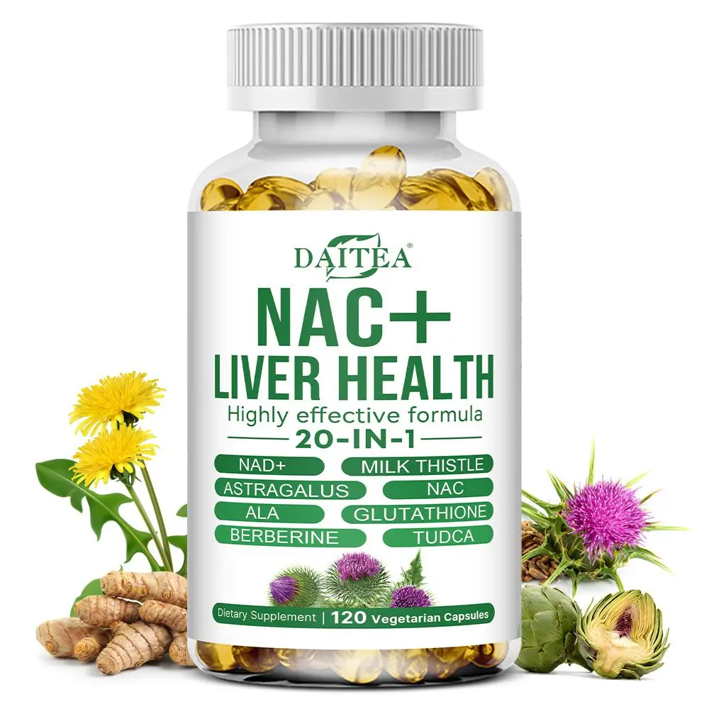 Daitea NAC+Liver Health Supplement,  with milk thistle, supports liver cleansing and detox,120 Capsules