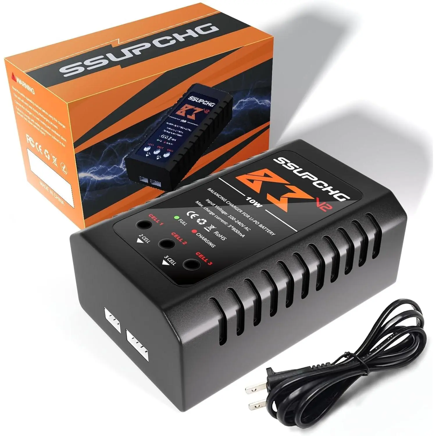 Battery Balance Charger for 2S 3S LiPo Battery with XHR Plug, for RC Toy & Model, RC Battery Charger with Smart Chip