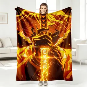 Demon Slayer Zenitsu Sword Anime Flannel Blanket Manga Print Throw Blanket Ultra Soft Warm Cozy Lightweight Kids Blanket Adult Blanket For Couch Sofa Bed Living Room Travel Halloween Birthday Gift Home Goods