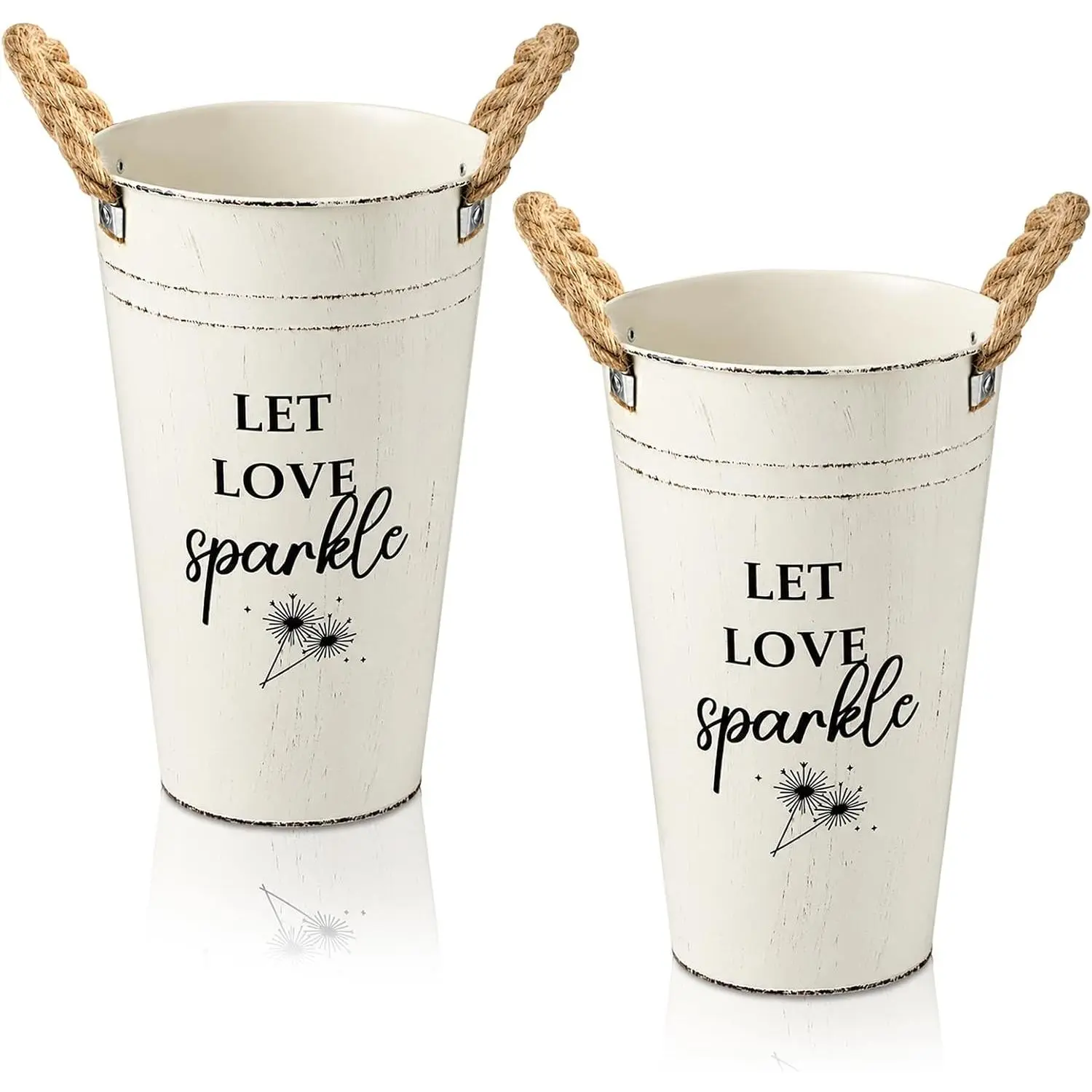 2 Pcs Wedding Sparklers Galvanized Metal Buckets Wedding Send Off Buckets Anniversary Engagement Bridal Shower Excluded Sparkler (Classic Style,White,12.2 Inches)