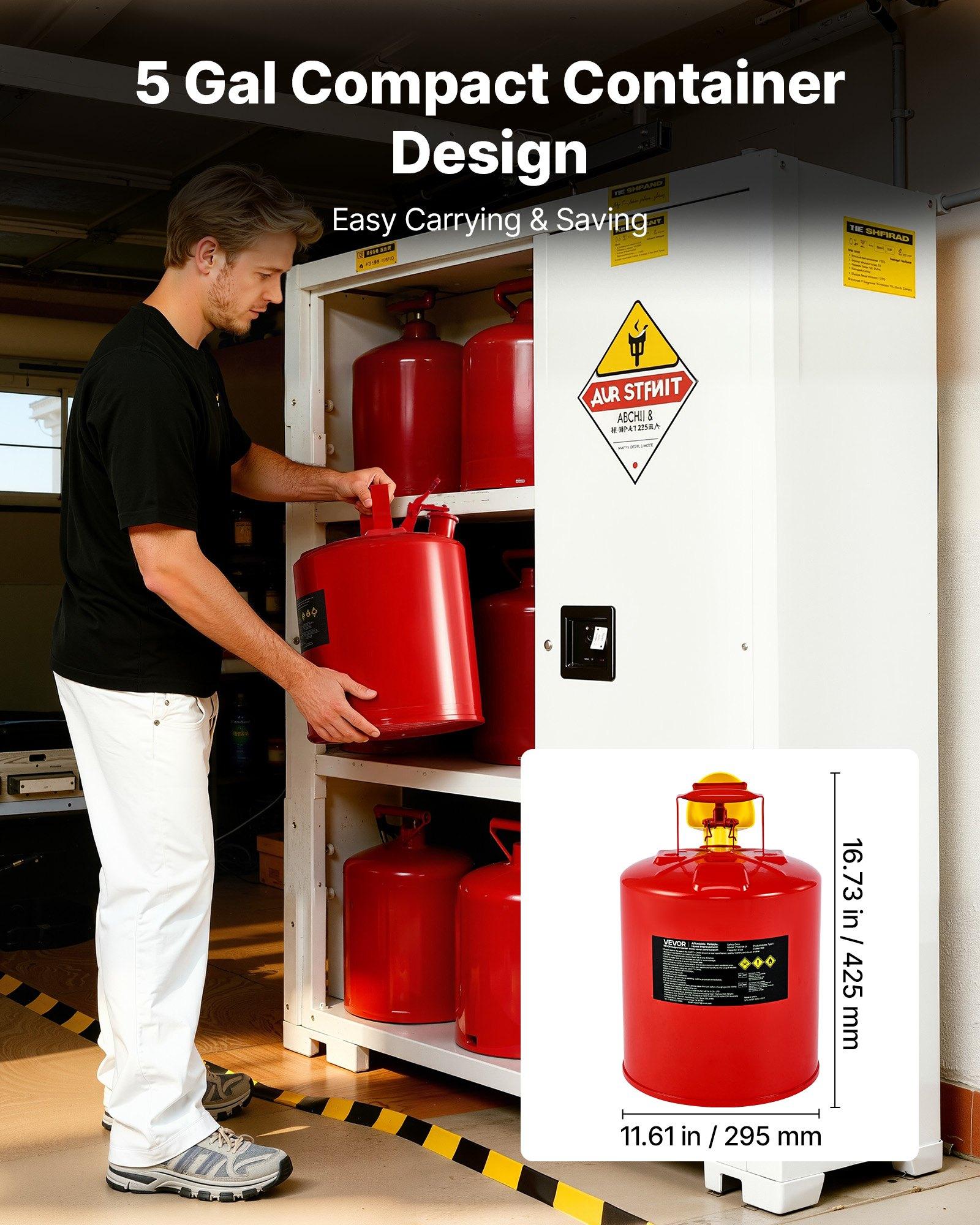 VEVOR Safety Gas Can, 5 Gallon Type I Red Safety Can for Gasoline with ...