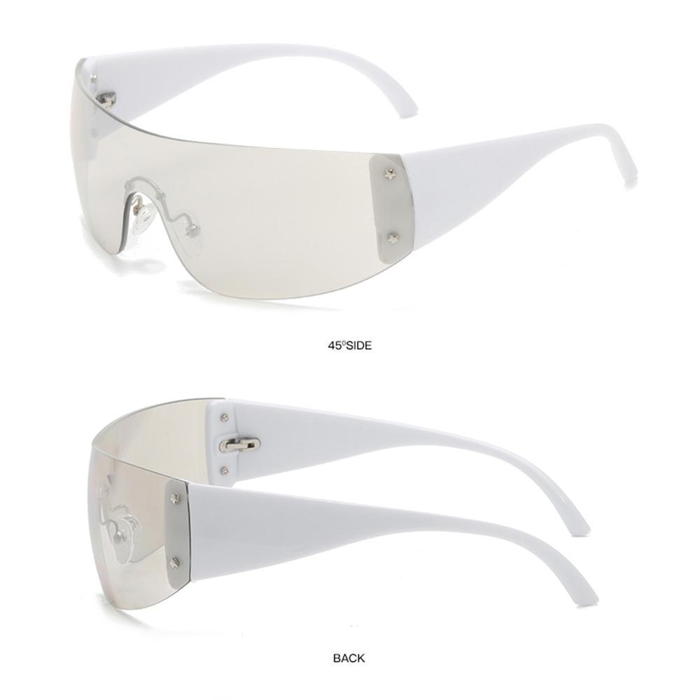 1pc Trendy Rimless Star Y2K Sunglasses for Women Men Punk One Piece Goggles Oversized Wrap Around Shades 2000's Eyewear UV400