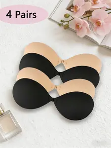 4 Pairs Women's Self-Adhesive Mango-Shaped Invisible Lifting Bra Patches, Comfort Push-Up Nipple Covers, Solid Color Front-Closure Bra Pads, Strapless Sticky Bra, Nipple Concealers, Women's Fashion Lingerie Accessories，Perfect for Daily Wear