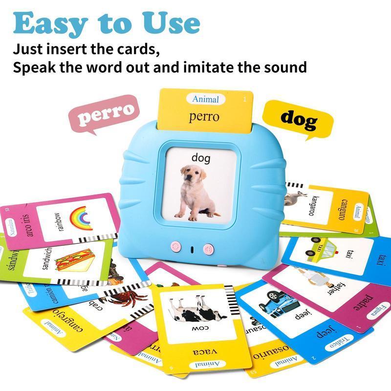Spanish And English Talking Flash Card, Bilingual Instruction Cards, 1 Set Bilingual Learning Tool, Pocket Speech Training Tools, Educational Learning Tools for Boys & Girls Christmas Gift