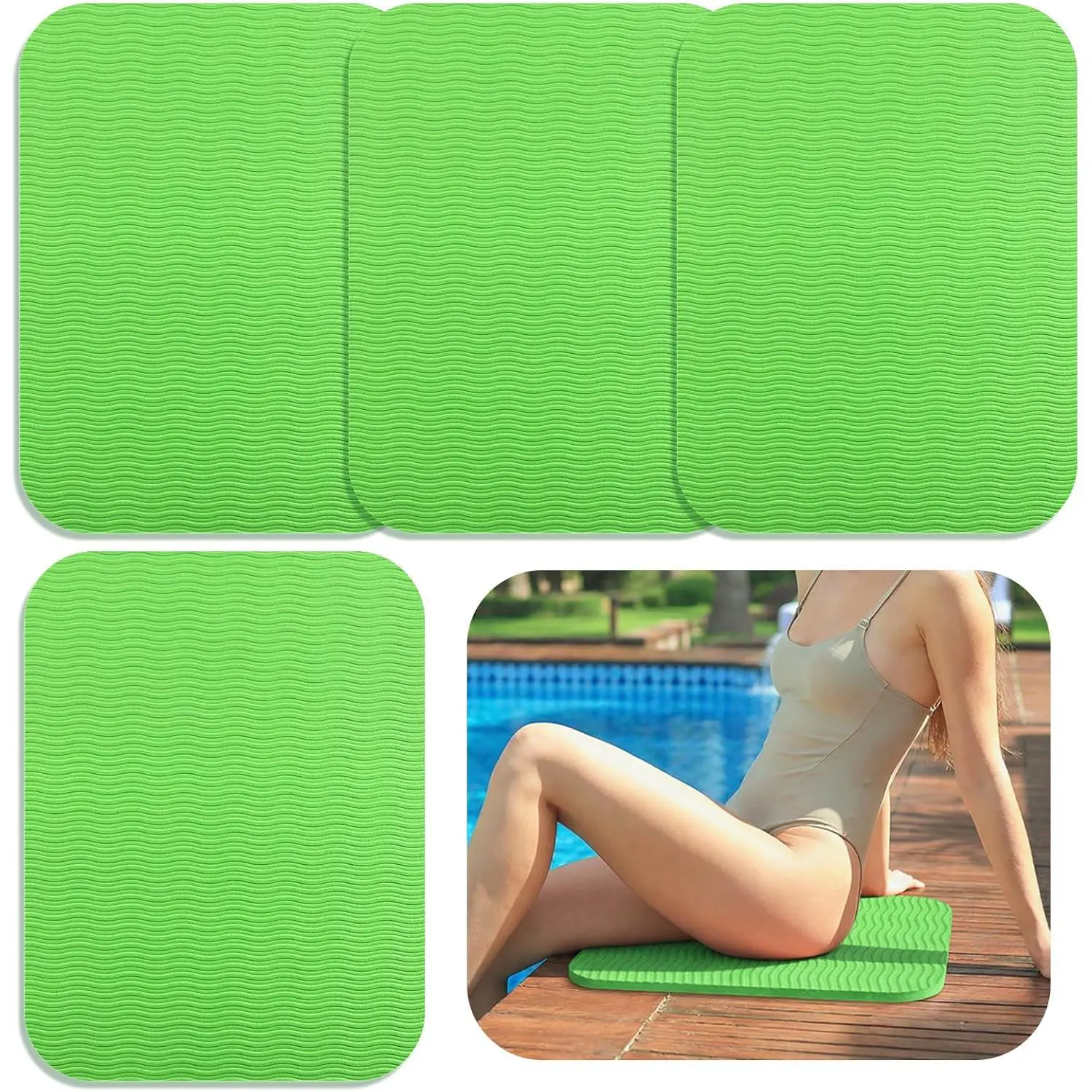 4 count Pool Seats for  of Pool, 17x13 Inch Eva  Pool Cushions for Side of Pool, Anti Slip Poolside Seating Mat, Multifunction Poolside Accessories for Summer Outdoor Beach