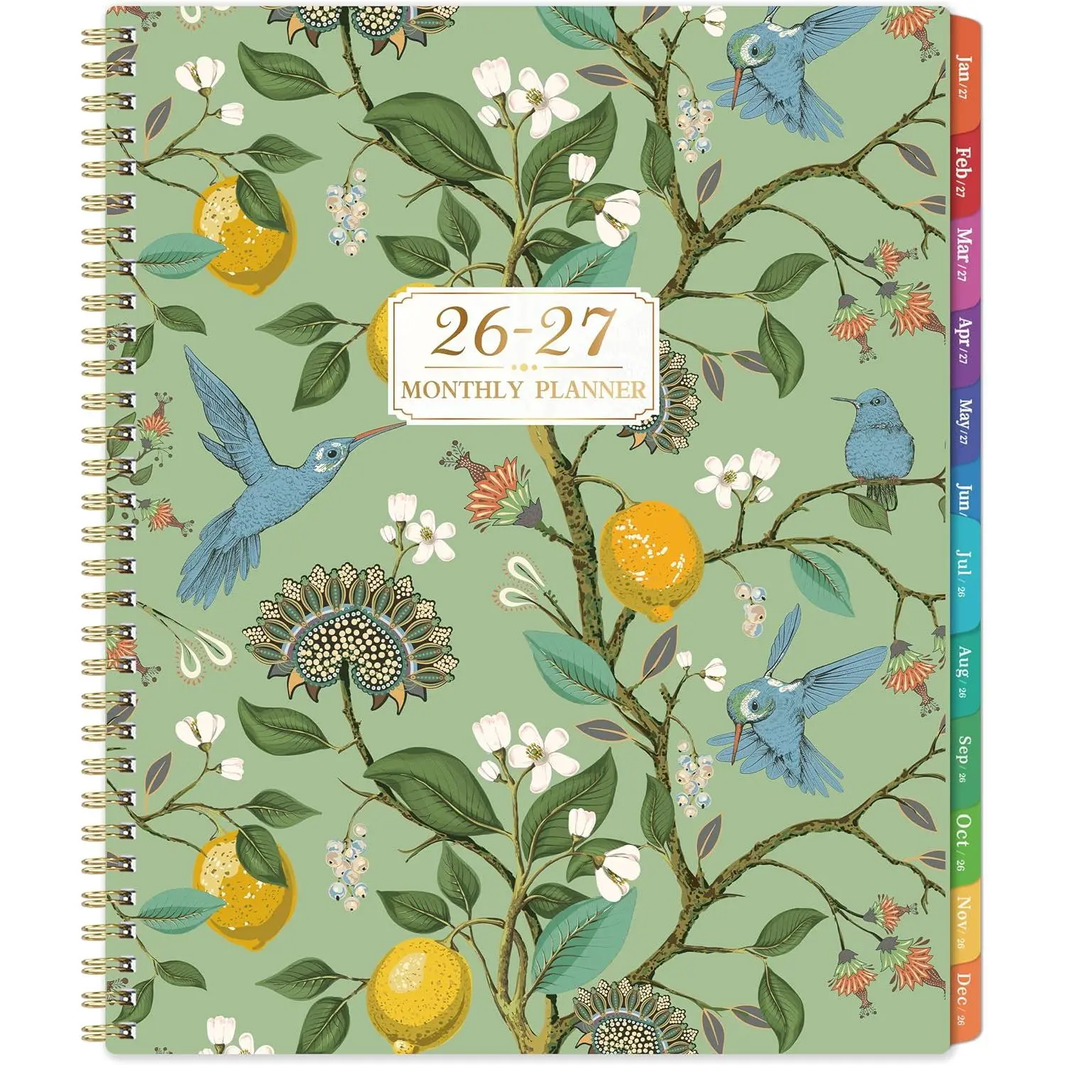 Monthly Planner 2026-2027 - Planner 2026-2027, JUL 2026 - DEC 2027, 26-27 Monthly Planners 9" x 11" with Colorful Tabs, 12-Month Planner/Calendar with Contacts & Passwords &Thick Paper - Bird