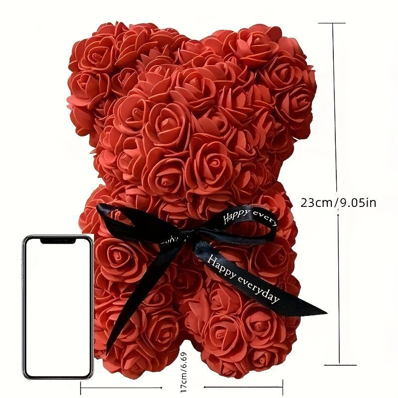 Artificial Rose Bear for Room Decor, 1 Count Colorful Cute Bear Artificial Plants, Flower Bear, Anniversary Gift, Decorative Ornaments, Gifts Ideas, Valentine's Day Gift Idea