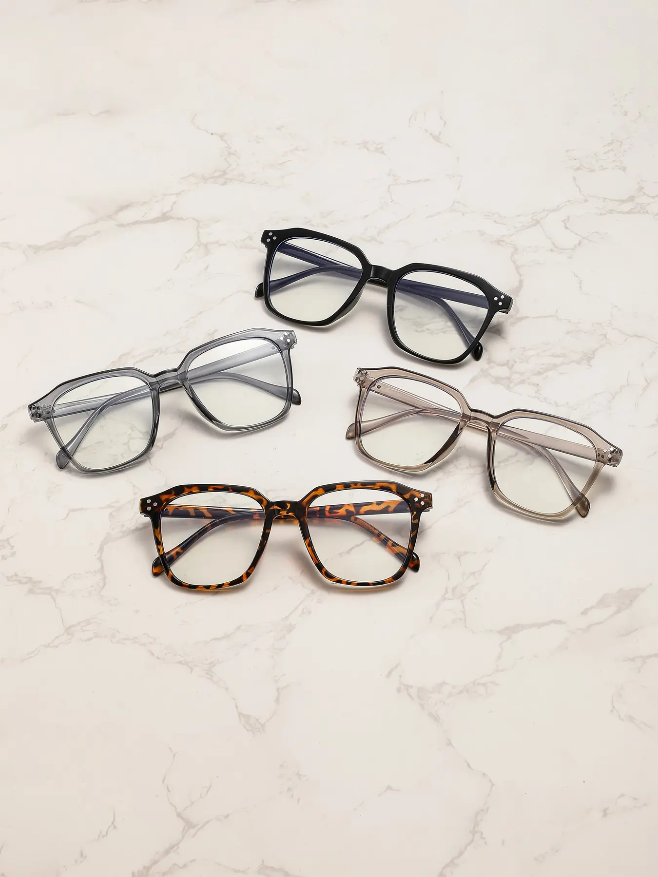 4 Pairs Transparent Fashion Eyeglasses, Classic Design, Lightweight Protective Lenses, Unisex Casual Multifunctional Glasses