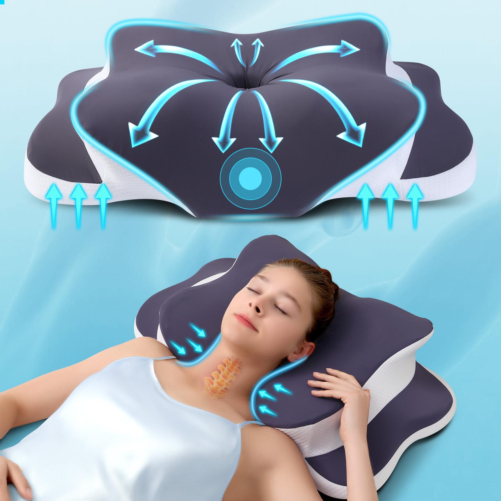 Dark Grey Butterfly Neck Pillow - Breathable, cooling fabric, two height options for various sleeping positions, making it the perfect gift for seniors. Premium neck pillow | Butterfly design | Breathable fabric