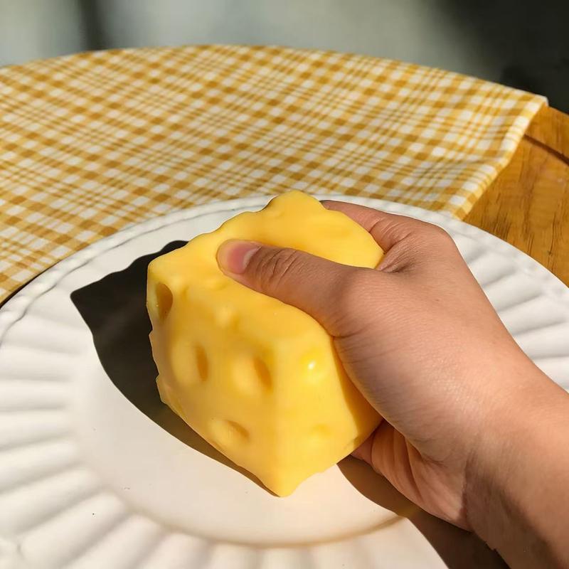 Cute Yellow Cheese Squishy 6cm – Soft Moldable Squeeze Fidget Toy Stress Relief 2/4 Pack
