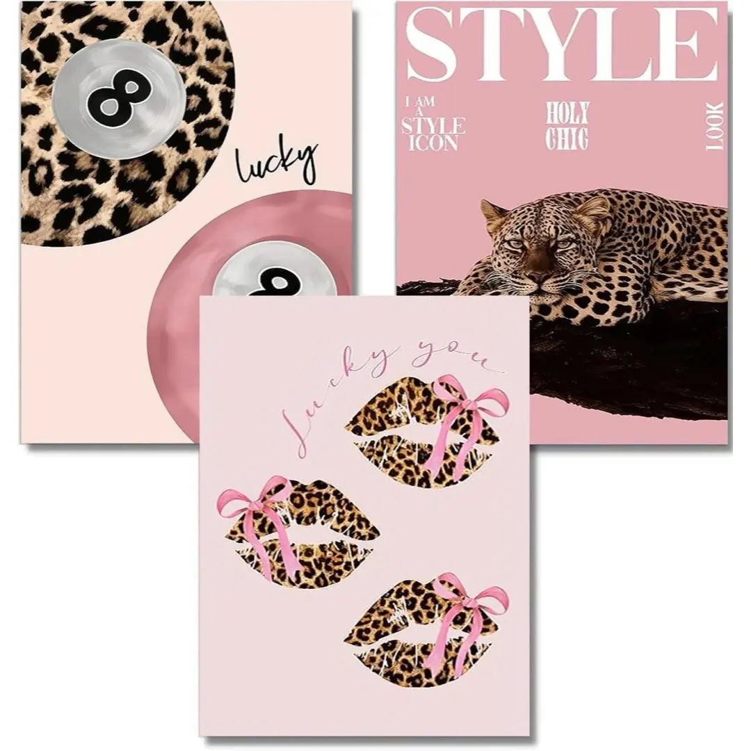Diamond Art Kits for Adults, 3 Pack Girly Trendy Cheetah DIY Modern Diamond Painting Kits 5D Diamond Dots Gem Art Crafts with Tools, Round Full Drill Crafts for Home Wall Decor&Gift-12X16inch