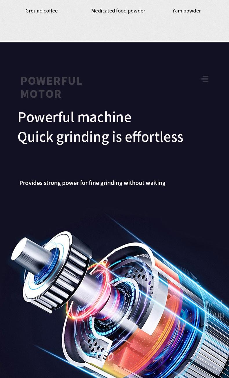 300W Electric Coffee Grinder for Fast Grinding—Perfect for Beans, Spices, Nuts & More. Compact and Portable, This Ultra-fine Powder Grinder Doubles As A Food Processor and Mixer for All Your Kitchen Needs. Multi-Function Grinding Tlools