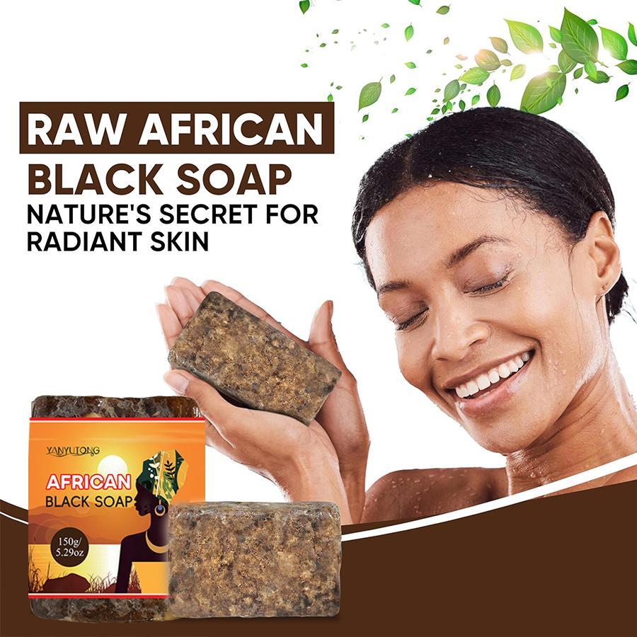 African Black Soap, 2 Counts/set Natural Shea Butter Black Soap, Plant Essential Oils Facial Cleanser, Deep Cleansing Bath Soap, Body Skin Care Soap
