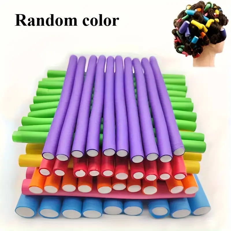 10pcs Flexible Heatless Hair Rollers Bendy Twist Curling Rods for Soft Foam Curls Hair Styling Tools