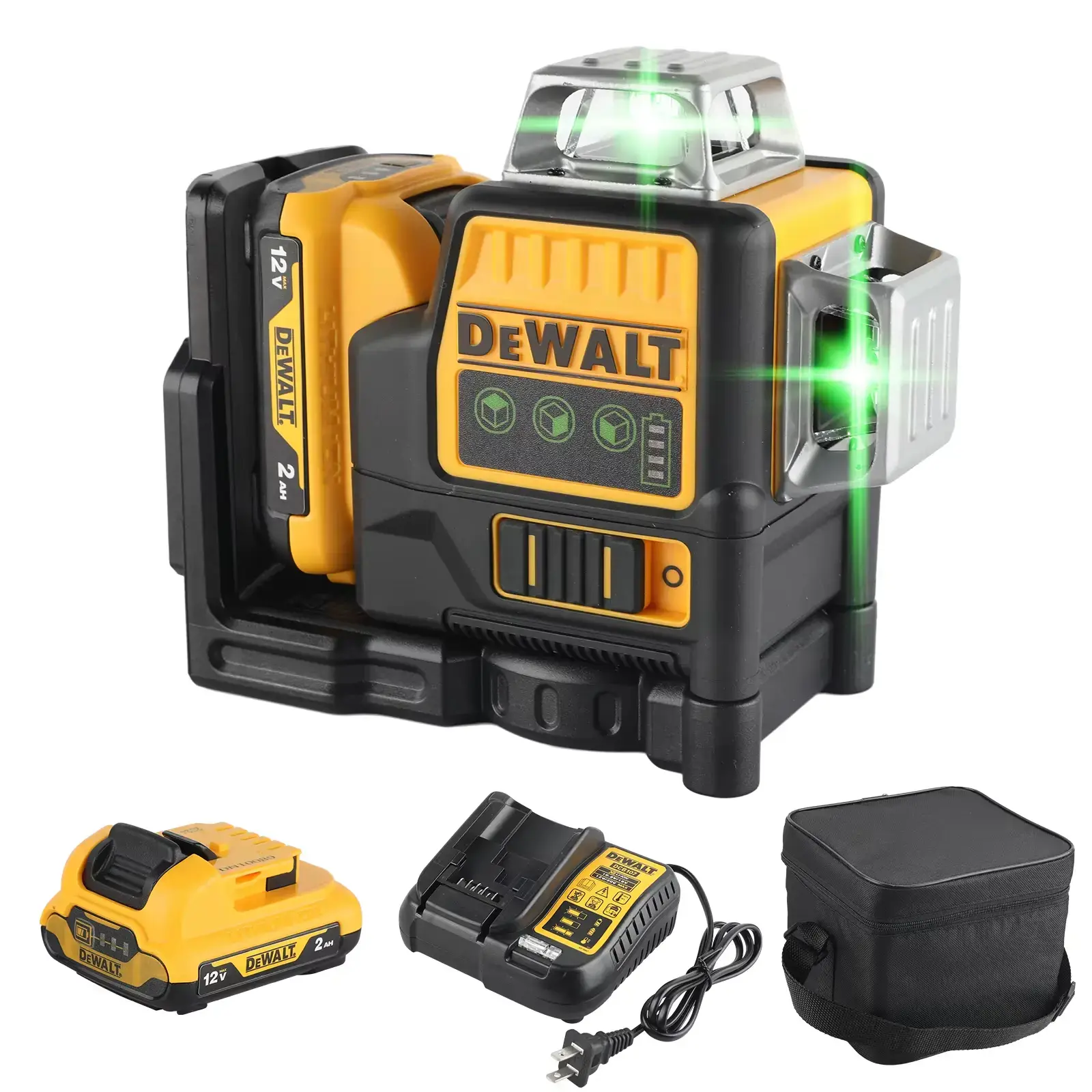Cordless Green Laser Level, DEWALT 12-Line 3x360-Degree Self-Leveling Green Beam Laser Leveler Tool, 12V MAX Li-Ion Battery Powered Construction Laser for Hand Tool Kits