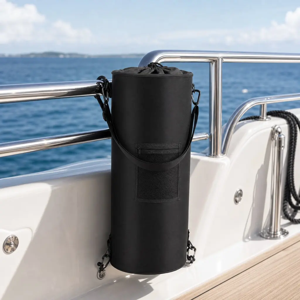 Waterproof marine trash cans, 13-gallon marine outdoor trash bags with pockets, reusable quick-cleaning pontoon boat accessories, marine marine trash cans (for fishing, sandbars, or camping).