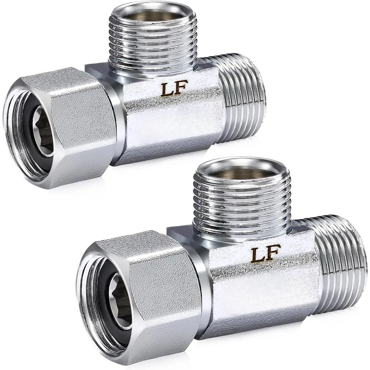 Brass 2 count Brass Angle Stop Add-A-Tee Valve 3/8" Compression Inlet by 3/8" Compression Outlet by 3/8 Inch Outlet Easy Connect Tee