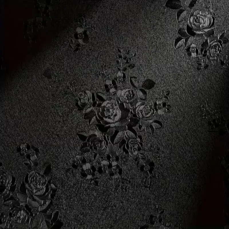 Black Floral Wallpaper That Can Be Applied And Removed, Embossed Floral Sticks, Peel-And-Stick Contact Paper, Solid Black Self-Adhesive Wallpaper, Removable Black Flower Vinyl Roll for Shelves, Peel And Stick Wallpaper Designs
