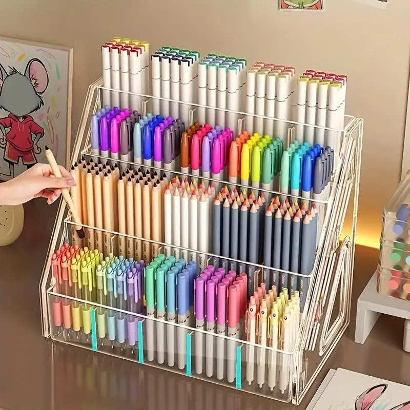 Large Acrylic Pen Holder and Art Supply Organizer