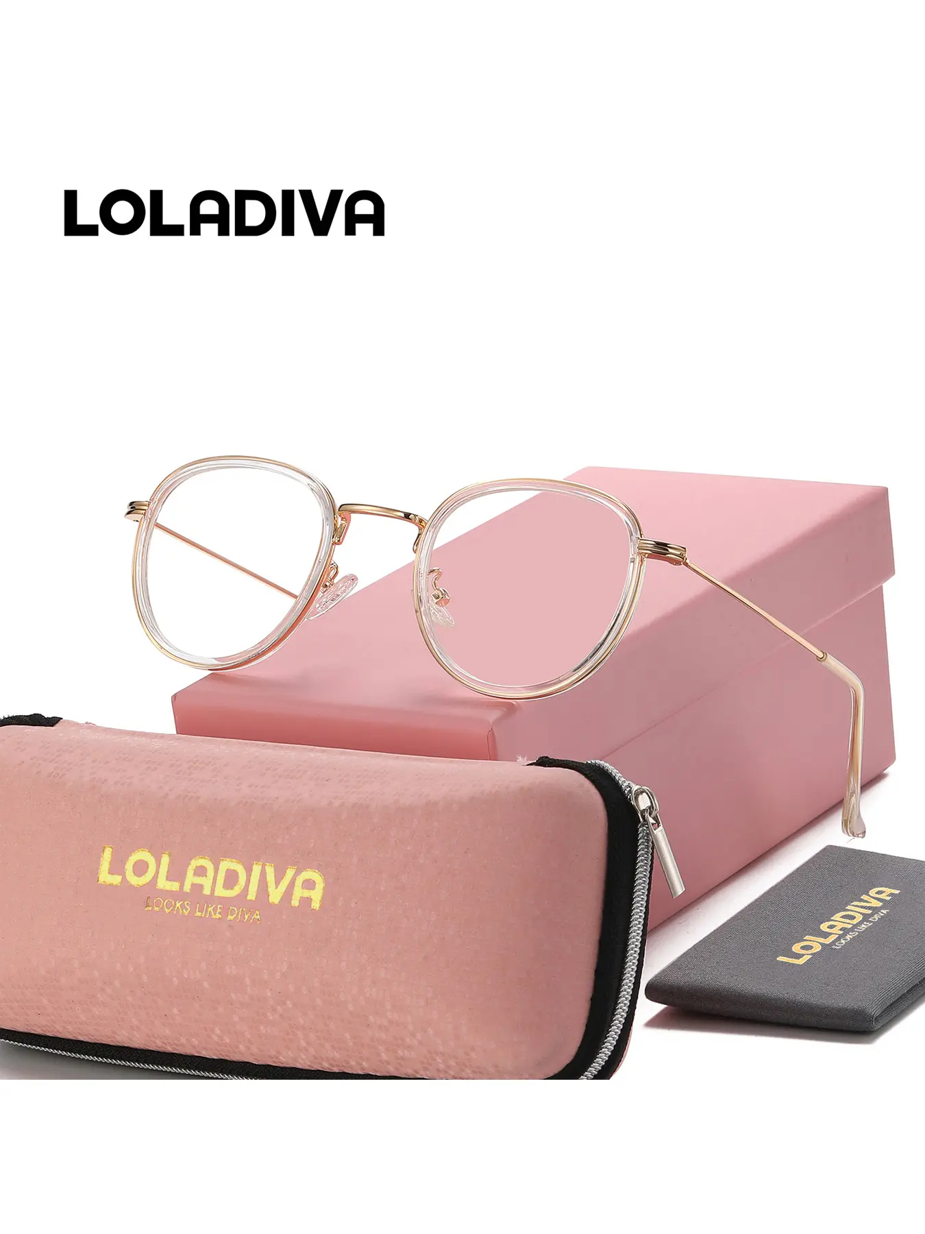 LolaDiva 1 Piece Unisex Elegant And Refined Full Frame Plaon Glasses Free and Easy Square Frame Plaon Glasses
