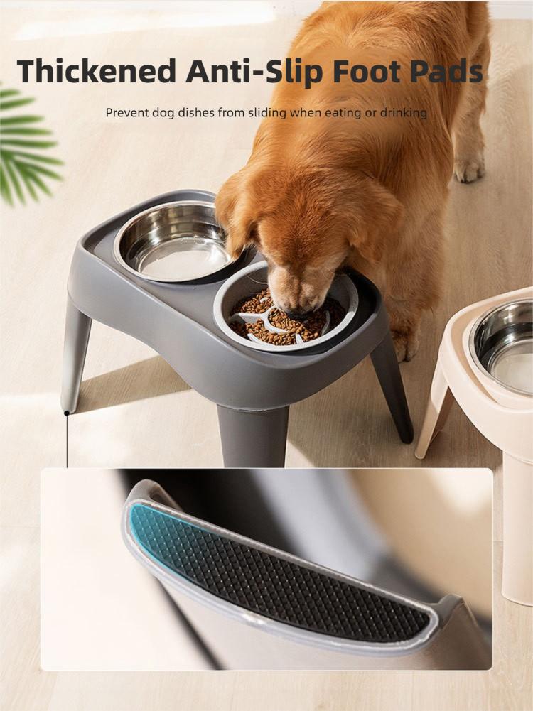 Pet bowl, large dog classic folding tall double bowl medium and large dog bowl, Golden Retriever large dog feeding bowl, food bowl