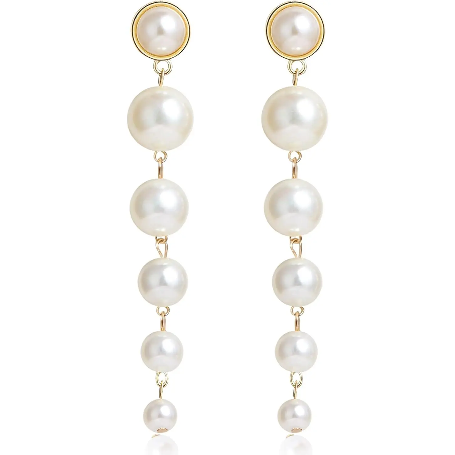 Big Pearl Earrings, Drop & Dangle Earrings for women, Gold Big Pearl Ball Stud Earrings for Birthday Christmas Gift