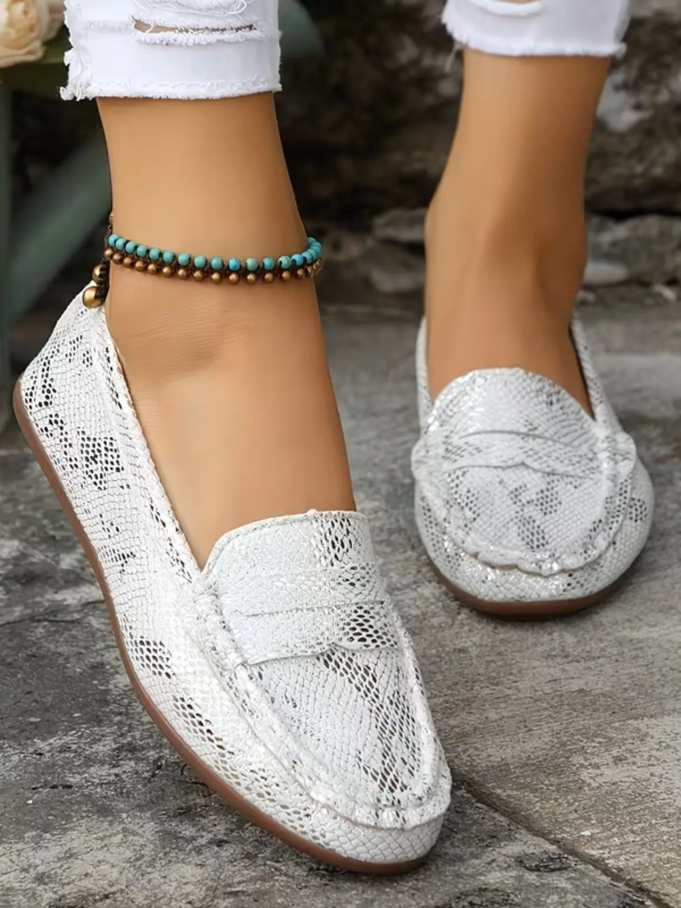 Women's 2026 New Low Top Round Toe Moccasins, PU Leather Fashion Shoes, Comfortable Anti-Slip Rubber Sole, All-Season Casual Wear