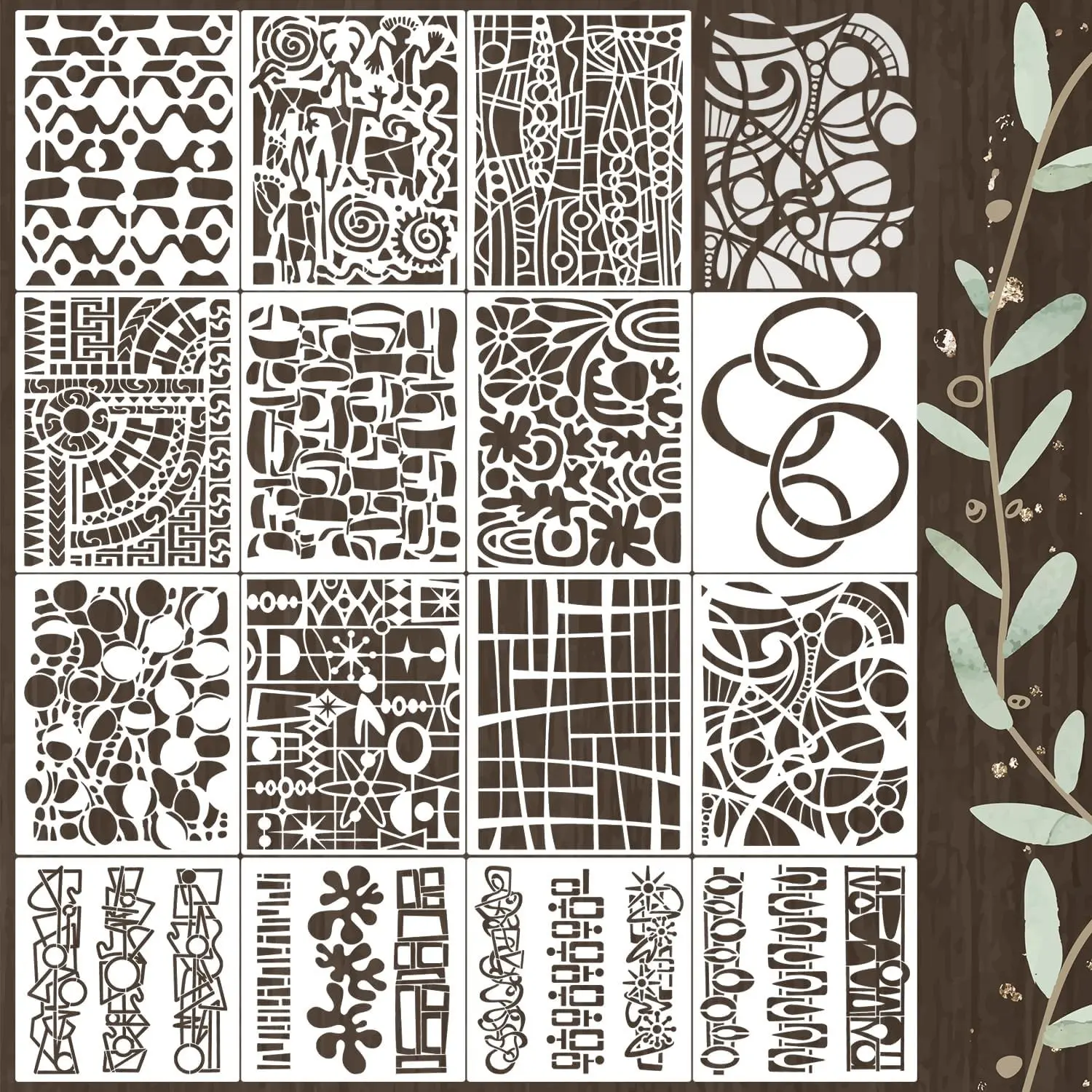 Stencils for Crafts Reusable Texture Stencils for Painting 10"x8" | Geometric Background Abstract Stencil for Painting on Wood Wall Furniture Card Canvas Paper Scrapbook