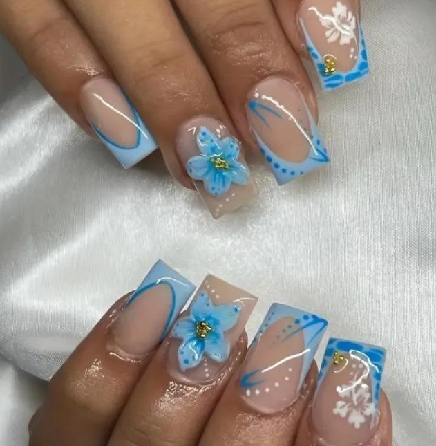 Foreign Trade Hot-Selling 24-Piece Nail Art High-End Fashion Simple Rhinestone Collection Butterfly Flower Cow Wearable Nails Wholesale